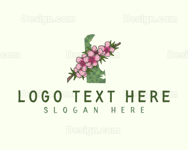 Delaware Peach Blossom Flower Logo