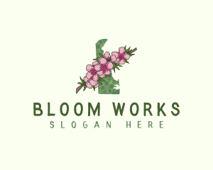 Delaware Peach Blossom Flower logo design