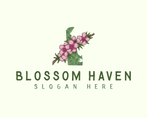 Delaware Peach Blossom Flower logo design