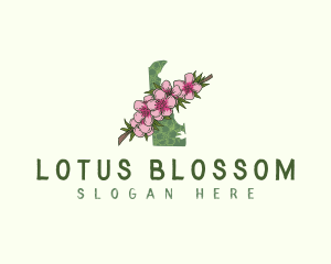 Delaware Peach Blossom Flower logo design