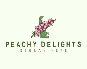 Delaware Peach Blossom Flower logo design