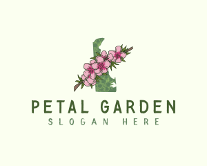 Delaware Peach Blossom Flower logo design