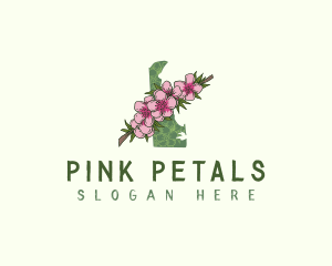 Delaware Peach Blossom Flower logo design