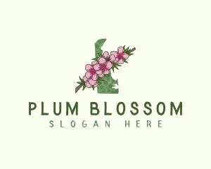 Delaware Peach Blossom Flower logo design