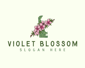 Delaware Peach Blossom Flower logo design