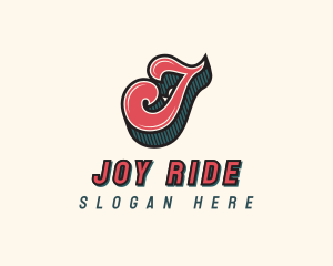 Retro Apparel Cursive Letter J logo design