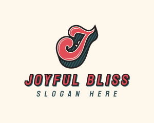 Retro Apparel Cursive Letter J logo design