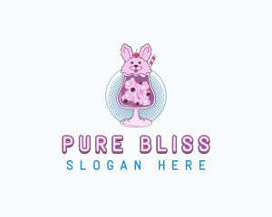 Cute Bunny Drink logo design