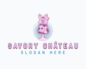 Cute Bunny Drink logo design