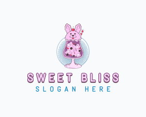 Cute Bunny Drink logo design