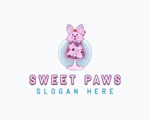 Cute Bunny Drink logo design