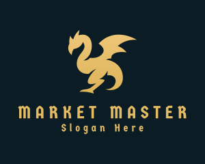 Gold Medieval Dragon logo design