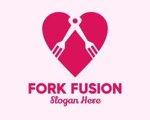  Heart Compass Fork logo design