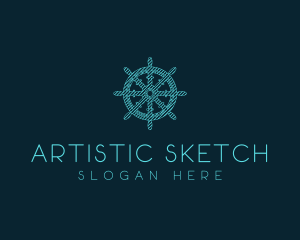 Ship Helm Sketch  logo design