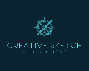 Ship Helm Sketch  logo design