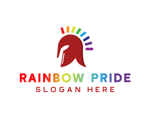 Rainbow Spartan Helmet logo design