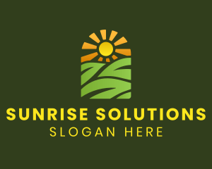 Leaf Sun Landscape logo design