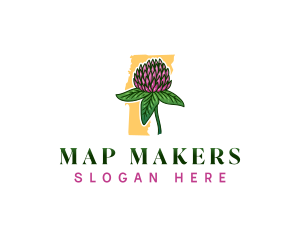 Vermont Red Clover Flower logo design