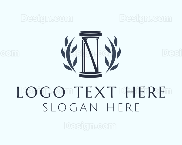 Column Pillar Wreath Logo