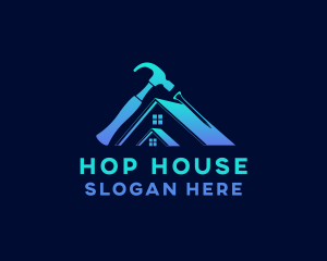 House Roof Hammer Repair logo design