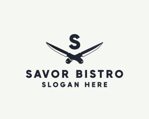 Knife Blade Meat Butcher logo design