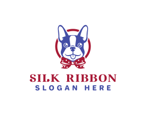 Boston Terrier Dog Ribbon logo design