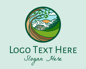 Farm House Mountains  logo design