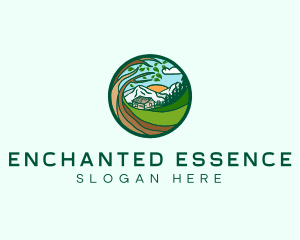 Farm House Mountains  logo design