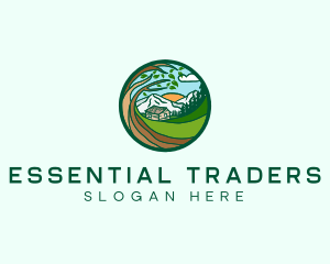 Farm House Mountains  logo design