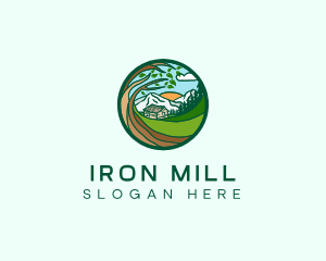 Farm House Mountains  logo design