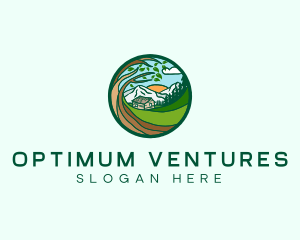 Farm House Mountains  logo design