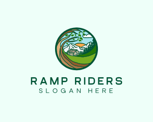 Farm House Mountains  logo design