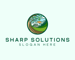 Farm House Mountains  logo design