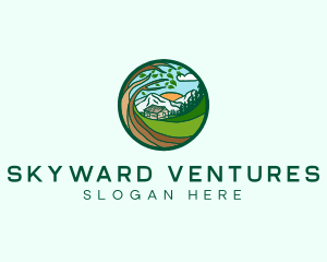 Farm House Mountains  logo design