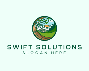 Farm House Mountains  logo design