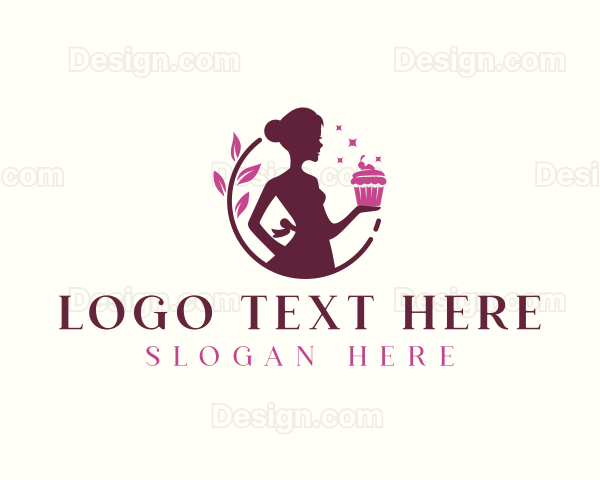 Woman Cupcake Baking Logo