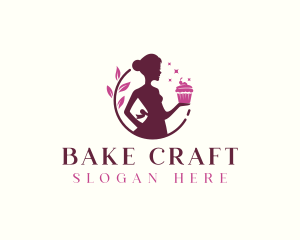 Woman Cupcake Baking logo design