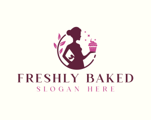 Woman Cupcake Baking logo design