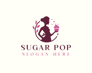 Woman Cupcake Baking logo design