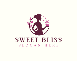 Woman Cupcake Baking logo design