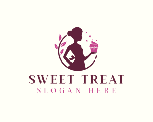 Woman Cupcake Baking logo design