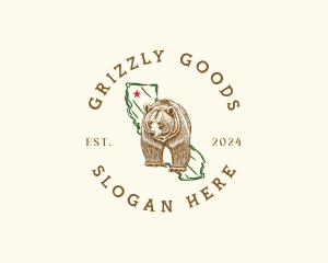 California Wild Grizzly Bear logo design