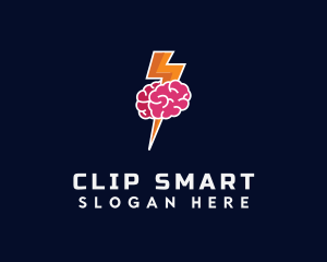 Lightning Strike Brain logo design