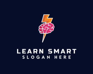 Lightning Strike Brain logo design