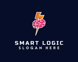 Lightning Strike Brain logo design