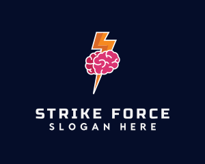 Lightning Strike Brain logo design