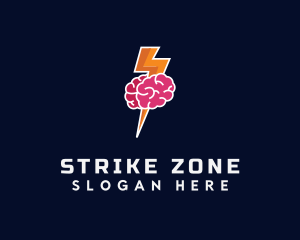 Lightning Strike Brain logo design