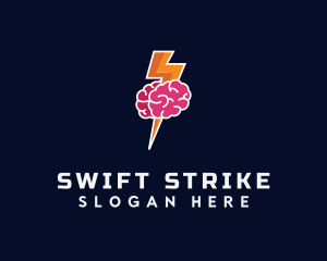 Lightning Strike Brain logo design