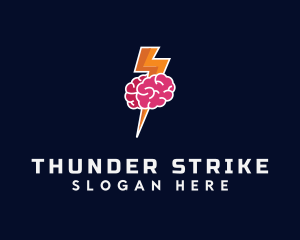 Lightning Strike Brain logo design