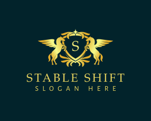 Winged Horse Shield logo design